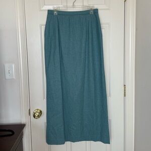 Vintage Pendleton 100% Virgin Wool Teal Midi Skirt High Waist Heritage | 8Tall